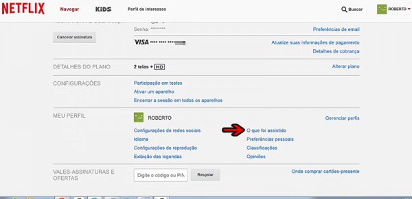Como localizar o histórico da Netflix