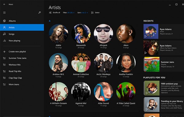 Windows 10 music